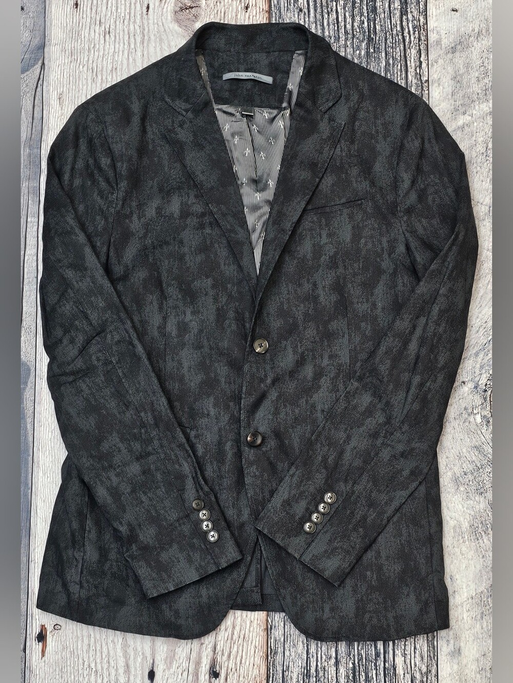 John Varvatos Unstructured Linen Blend Abstract Surgeon Cuff Sport Coat US 36/46